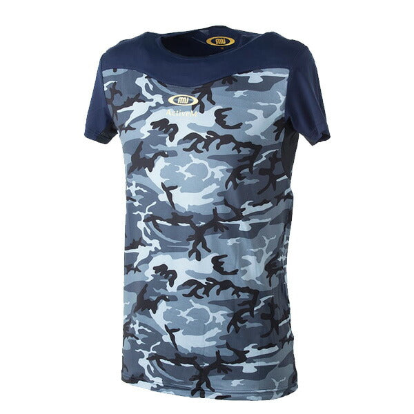 【ショップ限定エントリーでさらに+9倍】【ネコポス送料無料】半袖インナーシャツアクティブームActiveMコンフォートインナーネイビー01NVカモ柄丸首半袖中学高校部活大学サークル社会人