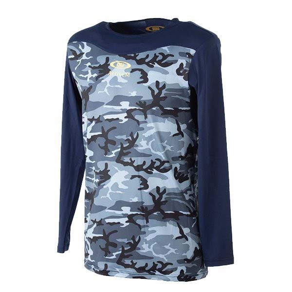 【ネコポス送料無料】アクティブーム長袖アンダーーシャツActiveMコンフォートインナーブラック02カモ柄丸首長袖中学高校部活大学