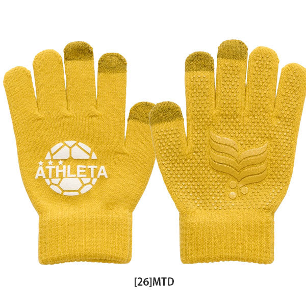 【ネコポス対応可】アスレタATHLETAジュニアフィールドニットグローブ手袋05342Jサッカーフットサル滑り止め付きスマホ対応通学子供用