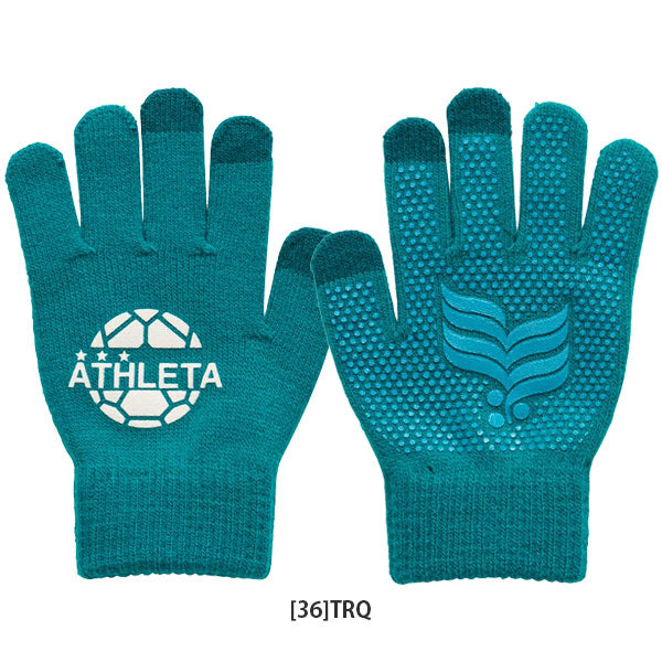 【ネコポス対応可】アスレタATHLETAジュニアフィールドニットグローブ手袋05342Jサッカーフットサル滑り止め付きスマホ対応通学子供用