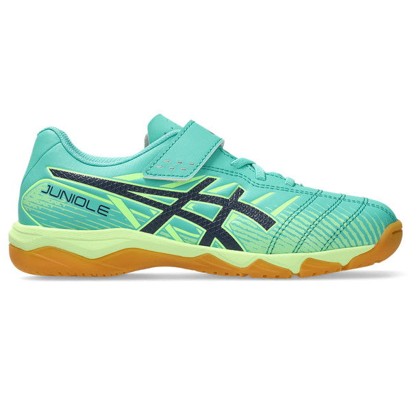 JUNIOLE7INアシックスasics1104A055-300オーロラグリーンジュニアフットサルシューズインドア室内用ベルクロ