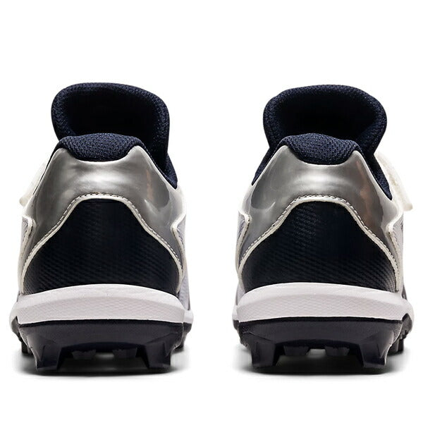 アシックスasics軟式野球ジュニアポイントスパイクスターシャインSマジックテープホワイト×ネイビー1124A008-103