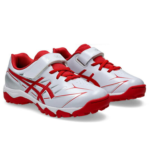 【ショップ限定エントリーでさらに+9倍】アシックスasics野球少年野球ジュニアトレーニングシューズマジックテープホワイトxレッド1124A010-101