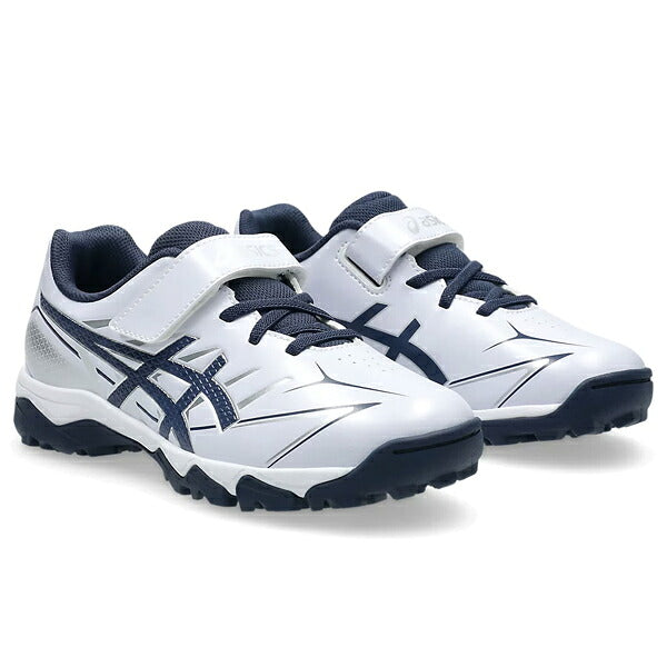 アシックスasics野球少年野球ジュニアトレーニングシューズマジックテープホワイトxネイビー1124A010-103