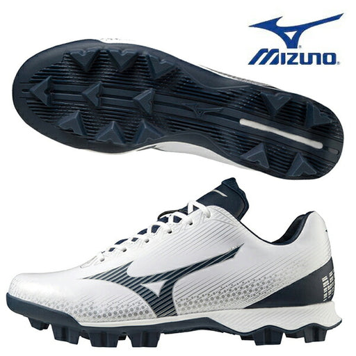 【ショップ限定エントリーでさらに+9倍】ポイントスパイクウェーブライトレボミズノmizuno軟式野球ソフトボールスパイク3Eワイドホワイトネイビー11GP222114
