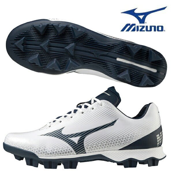 【ショップ限定エントリーでさらに+9倍】ポイントスパイクウェーブライトレボミズノmizuno軟式野球ソフトボールスパイク3Eワイドホワイトネイビー11GP222114