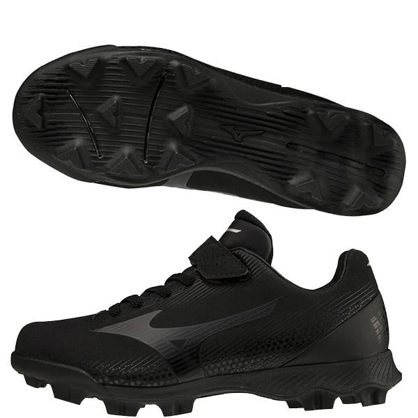 ジュニアポイントスパイクウェーブライトレボジュニアミズノmizuno野球少年野球スパイクゴム紐ベルトブラック黒11GP2222