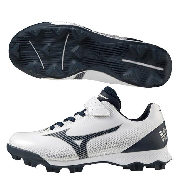 ジュニアポイントスパイクウェーブライトレボジュニアミズノmizuno野球少年野球スパイクゴム紐ベルトブラック黒11GP2222