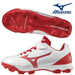 ジュニアポイントスパイクウェーブライトレボジュニアミズノmizuno野球少年野球スパイクゴム紐ベルトホワイトレッド白赤11GP222262