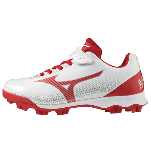 ジュニアポイントスパイクウェーブライトレボジュニアミズノmizuno野球少年野球スパイクゴム紐ベルトホワイトレッド白赤11GP222262