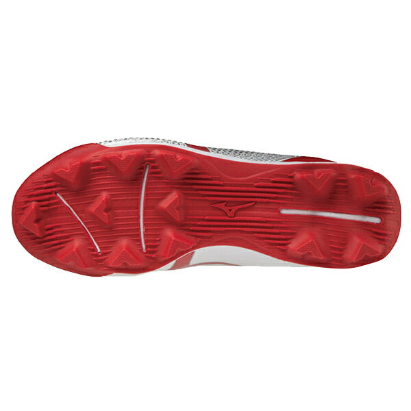 ジュニアポイントスパイクウェーブライトレボジュニアミズノmizuno野球少年野球スパイクゴム紐ベルトホワイトレッド白赤11GP222262