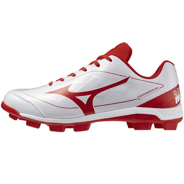 ミズノMIZUNO野球ポイントスパイククッションレボダイアホワイト×レッド11GP2525-62