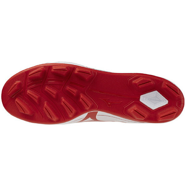 ミズノMIZUNO野球ポイントスパイククッションレボダイアホワイト×レッド11GP2525-62