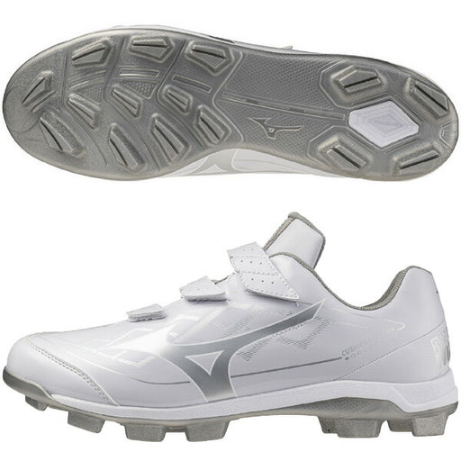 ミズノMIZUNO野球ポイントスパイククッションレボダイアBLTホワイト×シルバー11GP2526-01ベルクロマジックテープ