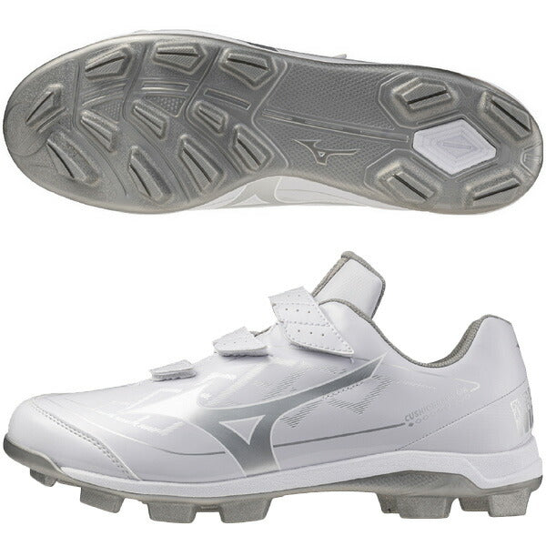 ミズノMIZUNO野球ポイントスパイククッションレボダイアBLTホワイト×シルバー11GP2526-01ベルクロマジックテープ