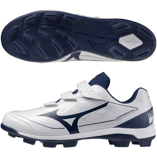ミズノMIZUNO野球ポイントスパイククッションレボダイアBLTホワイト×ネイビー11GP2526-14ベルクロマジックテープ