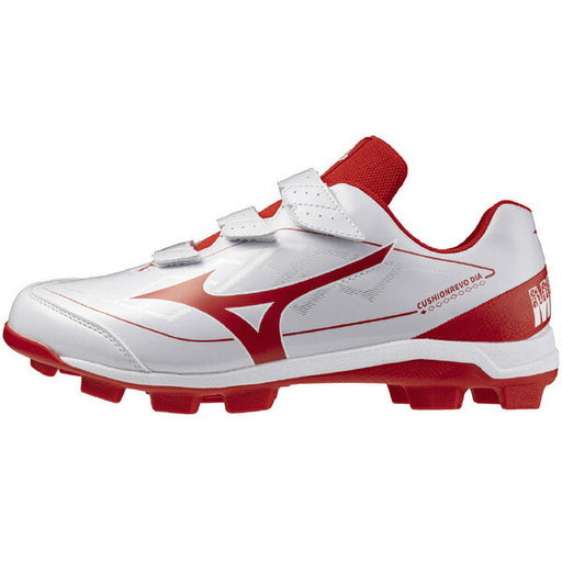 【ショップ限定エントリーでさらに+9倍】ミズノMIZUNO野球ポイントスパイククッションレボダイアBLTホワイト×レッド11GP2526-62ベルクロマジックテープ