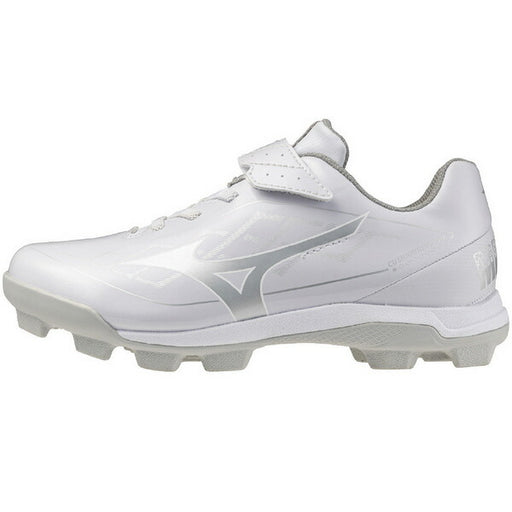【ショップ限定エントリーでさらに+9倍】ミズノMIZUNO野球ジュニアポイントスパイククッションレボダイヤJr子供ホワイト×シルバー11GP2527-01