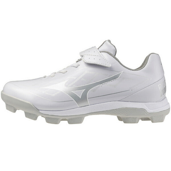 【ショップ限定エントリーでさらに+9倍】ミズノMIZUNO野球ジュニアポイントスパイククッションレボダイヤJr子供ホワイト×シルバー11GP2527-01