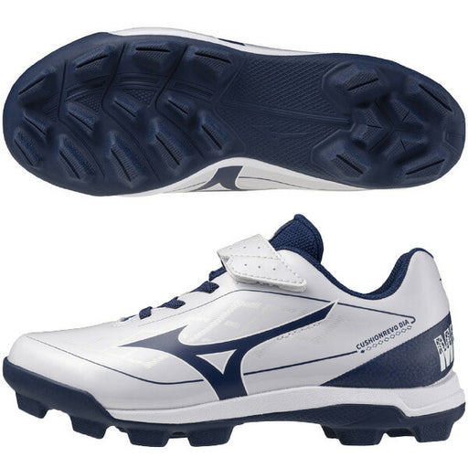 【ショップ限定エントリーでさらに+9倍】ミズノMIZUNO野球ジュニアポイントスパイククッションレボダイヤJr子供ホワイト×ネイビー11GP2527-14