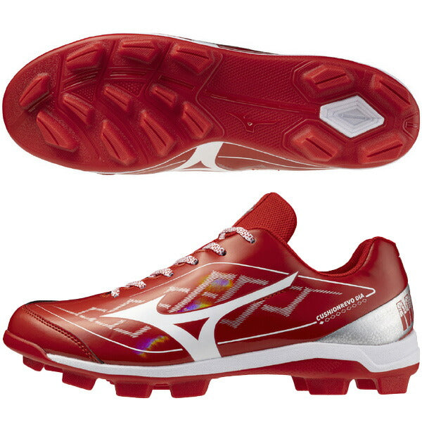ミズノMIZUNO野球ポイントスパイククッションレボダイア限定レッド×シルバー11GP2528-62