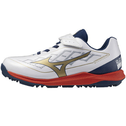 ミズノMIZUNO野球ジュニアトレーニングシューズクッションレボダイヤトレーナーJr子供ホワイト×ゴールド11GT2527-42
