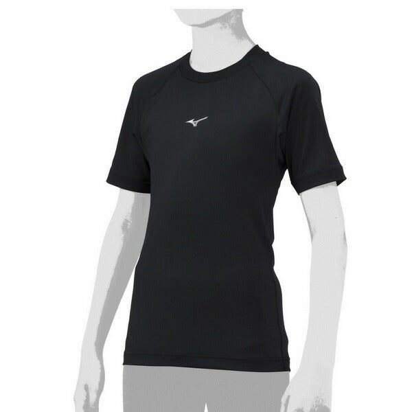 【ネコポス送料無料】野球アンダーシャツジュニアローネック半袖ミズノMIZUNO吸汗速乾ストレッチJr12JAAP52
