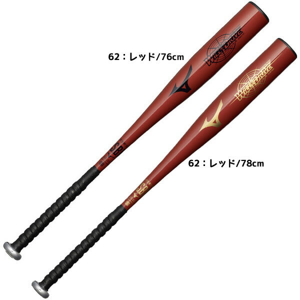 ミズノMIZUNO野球ジュニア軟式金属製バットWILLDRIVERED×HITTINGNAVIヒッティングナビトップバランス少年1CJMY193