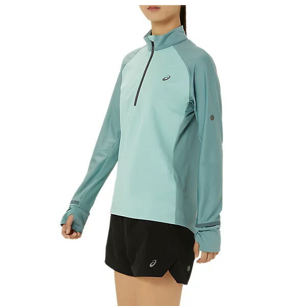 【ネコポス送料無料】アシックスasicsレディースランニンングウェアウィメンズウィンドブロックハーフジップトップ2012D091ジャージシャツ