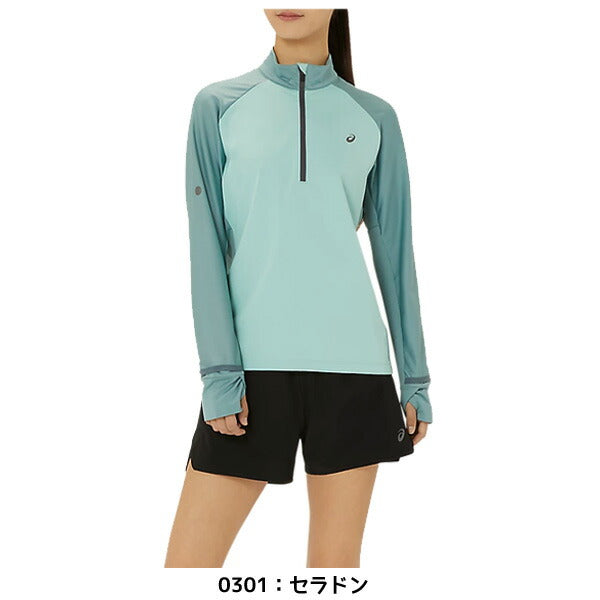 【ネコポス送料無料】アシックスasicsレディースランニンングウェアウィメンズウィンドブロックハーフジップトップ2012D091ジャージシャツ