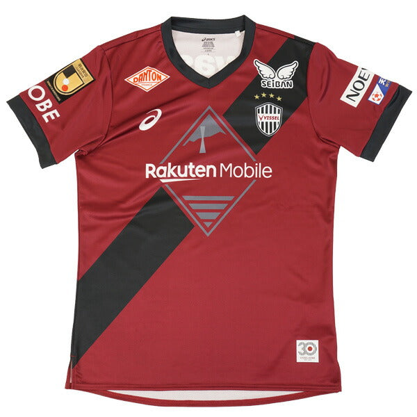 ヴィッセル神戸2025レプリカホームユニフォーム2103A103-601サッカー半袖クリムゾンレッドアシックスasics
