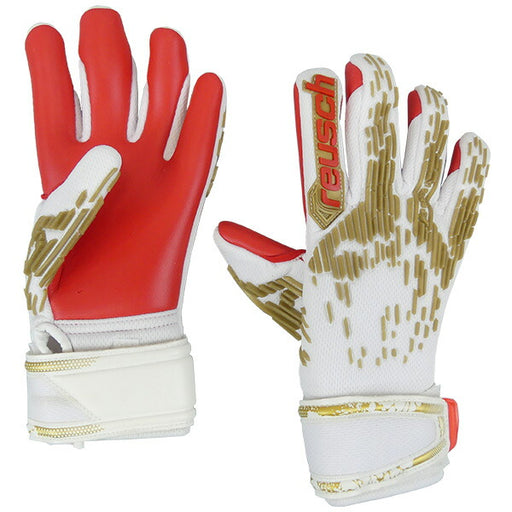 【ショップ限定エントリーでさらに+9倍】ロイシュreuschアトラクトフリーゲルシルバーＪＲ5362235-1011サッカーキーパーグローブGKグローブゴールキーパーホワイトゴールド子供用