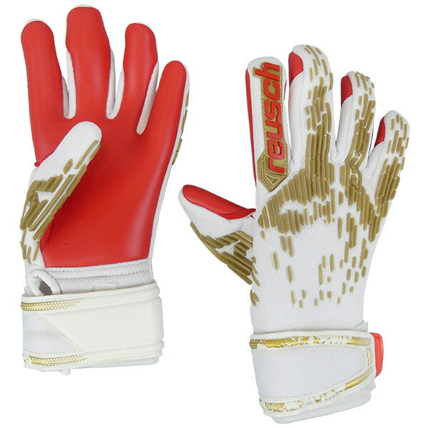 【ショップ限定エントリーでさらに+9倍】ロイシュreuschアトラクトフリーゲルシルバーＪＲ5362235-1011サッカーキーパーグローブGKグローブゴールキーパーホワイトゴールド子供用