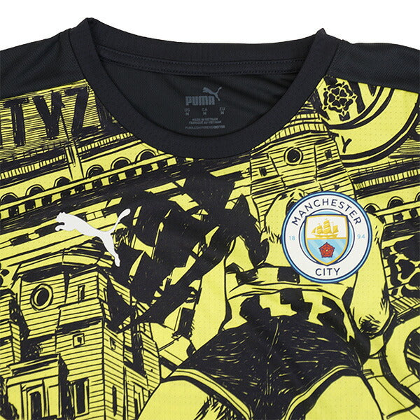 【ショップ限定エントリーでさらに+9倍】マンチェスターシティMCFC2024-25プレマッチ半袖シャツ777578-14サッカーレプリカプラクティスシャツ半袖イエローグロープーマPUMA