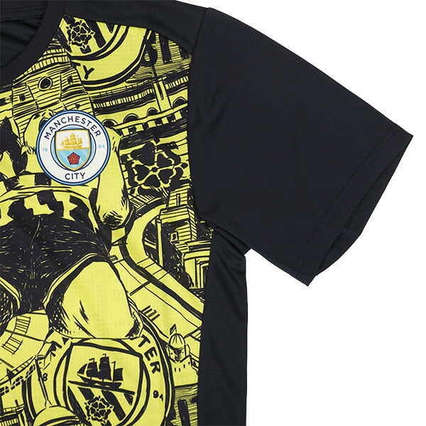 【ショップ限定エントリーでさらに+9倍】マンチェスターシティMCFC2024-25プレマッチ半袖シャツ777578-14サッカーレプリカプラクティスシャツ半袖イエローグロープーマPUMA