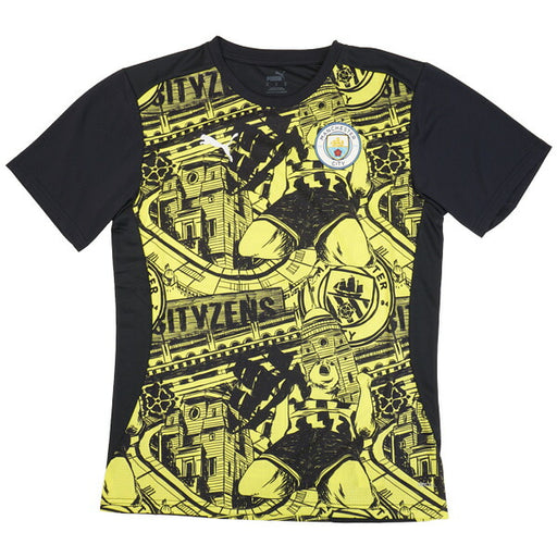 【ショップ限定エントリーでさらに+9倍】マンチェスターシティMCFC2024-25プレマッチ半袖シャツ777578-14サッカーレプリカプラクティスシャツ半袖イエローグロープーマPUMA