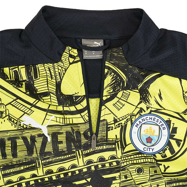 【ショップ限定エントリーでさらに+9倍】マンチェスターシティMCFC2024-25プレマッチ1/4ジップトップス777579-14サッカーレプリカトレーニングウェアイエローグロープーマPUMA