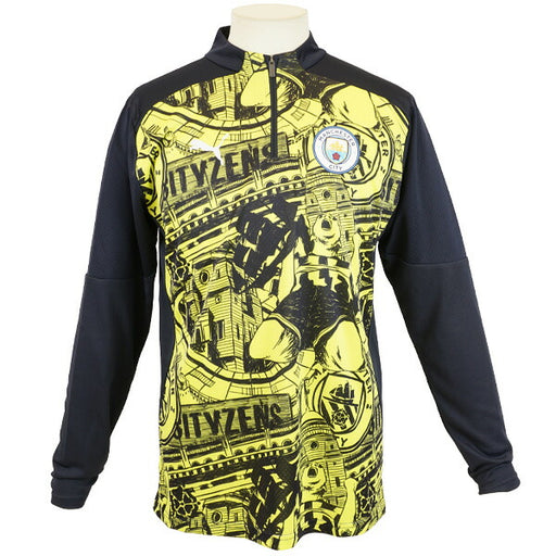 【ショップ限定エントリーでさらに+9倍】マンチェスターシティMCFC2024-25プレマッチ1/4ジップトップス777579-14サッカーレプリカトレーニングウェアイエローグロープーマPUMA