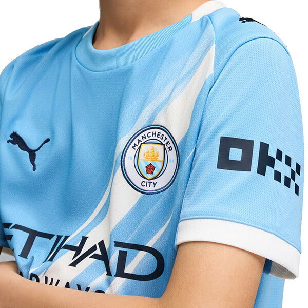 【ショップ限定エントリーでさらに+9倍】マンチェスターシティジュニアMCFC2025-26レプリカホームユニフォーム780341-01サッカー半袖チームライトブルー子供用プーマPUMA