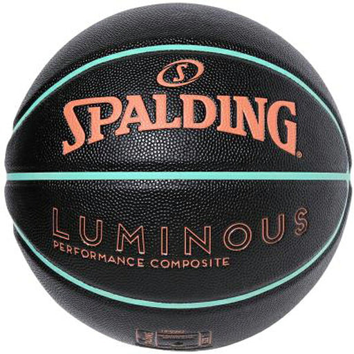 SPALDINGスポルディングバスケットボールルミナスコンポジットブラックサーモンミント6号球合成皮革78054J