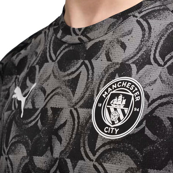 マンチェスターシティMCFC2025-26プレマッチ半袖シャツ782167-11サッカーレプリカプラクティスシャツプーマブラックプーマPUMA