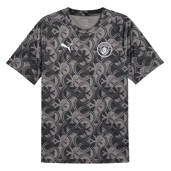 マンチェスターシティMCFC2025-26プレマッチ半袖シャツ782167-11サッカーレプリカプラクティスシャツプーマブラックプーマPUMA