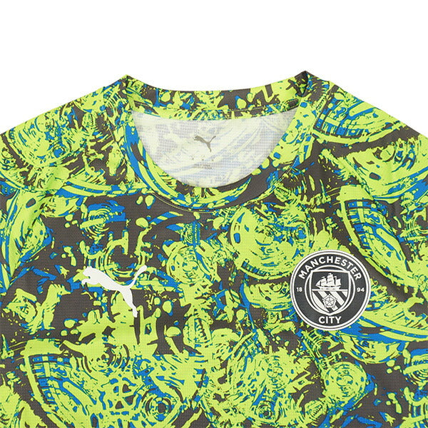 【ショップ限定エントリーでさらに+9倍】マンチェスターシティMCFC2025-26プレマッチ半袖シャツ782167-12サッカーレプリカプラクティスシャツプログリーンプーマPUMA