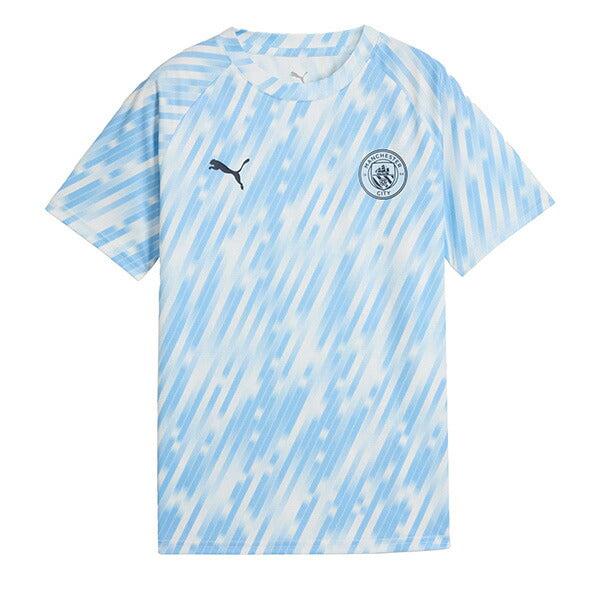 【ショップ限定エントリーでさらに+9倍】マンチェスターシティジュニアMCFC2025-26プレマッチ半袖シャツ782169-10サッカーレプリカプラクティスシャツシルバースカイ子供用プーマPUMA
