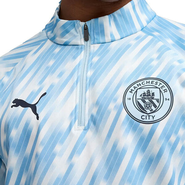 【ショップ限定エントリーでさらに+9倍】マンチェスターシティMCFC2025-26プレマッチクォータージップトップ782170-10サッカーレプリカトレーニングトップ長袖シルバースカイプーマPUMA