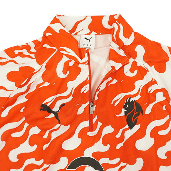 ACミランACM2025-26プレマッチクォータジップトップ782391-02サッカーレプリカトレーニングウェア長袖ホワイトレッドプーマPUMA