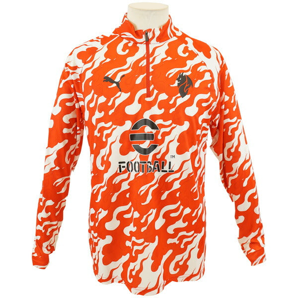 ACミランACM2025-26プレマッチクォータジップトップ782391-02サッカーレプリカトレーニングウェア長袖ホワイトレッドプーマPUMA