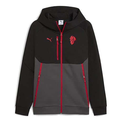 【ショップ限定エントリーでさらに+9倍】ACミランACM2025-26プーマテックフルジップフーディ裏起毛782394-04サッカースウェットブラックプーマPUMA