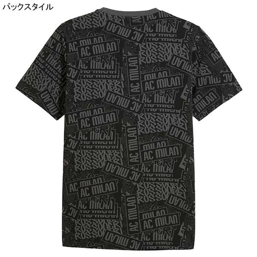 ACミランACM2025-26FTBLCULTUREAOP半袖Tシャツ782597-04サッカーカジュアルプーマブラック総柄プーマPUMA