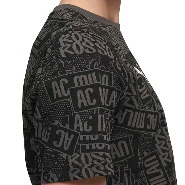ACミランACM2025-26FTBLCULTUREAOP半袖Tシャツ782597-04サッカーカジュアルプーマブラック総柄プーマPUMA